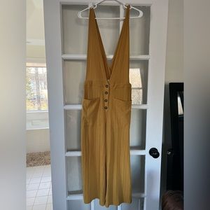 Yellow, thick stretch overalls